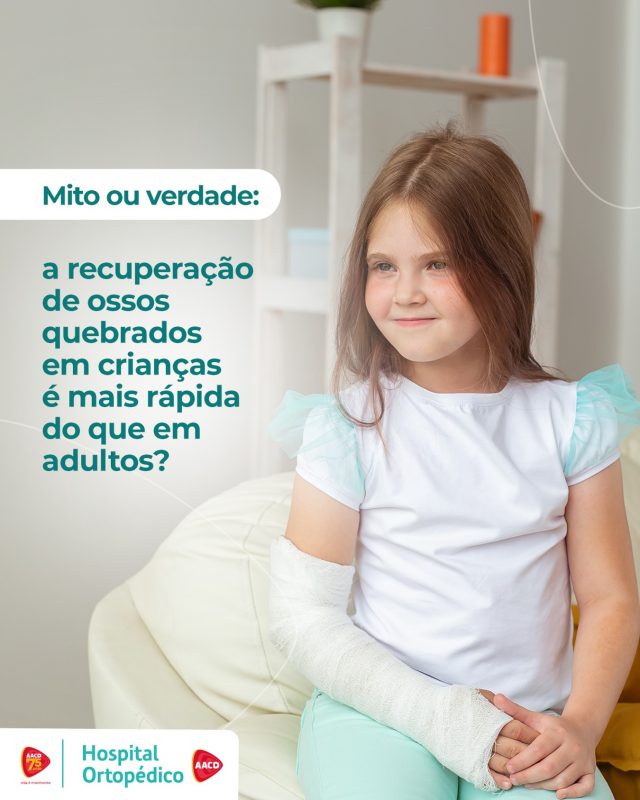 Verdade: a recuperação de ossos quebrados em crianças é, de fato, mais rápida do que em adultos! 👀

🔍 Isso acontece porque os ossos das crianças apresentam mais elasticidade e porosidade, além de terem uma maior capacidade de formação e desenvolvimento. Assim, quando uma criança quebra um osso, a recuperação costuma ser mais rápida e eficiente em comparação com os adultos.

↪️ Por isso, é muito mais comum vermos crianças usando gesso que adultos. Em geral, os ossos das crianças podem levar apenas semanas para se restabelecer, enquanto nos adultos, o processo pode levar meses. 

E você, já tinha pensado sobre isso? 🤔

RT: Dra. Renata Menegazzi dos Santos (CRM/SP: 113163)