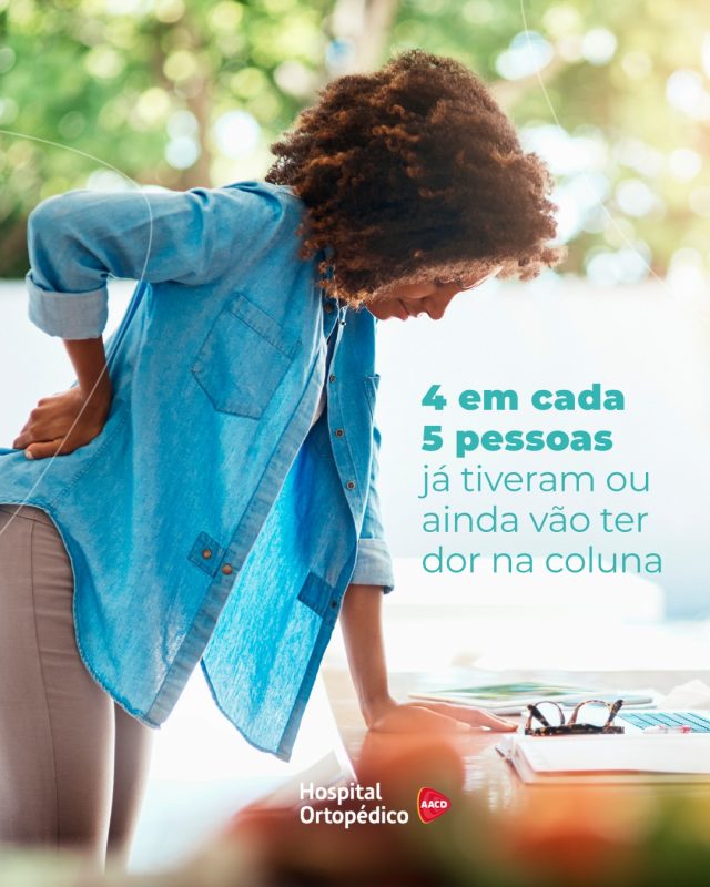 A dor nas costas é uma realidade que afeta muita gente! Quatro em cada cinco pessoas já tiveram ou ainda vão ter dor na coluna, segundo a Organização Mundial da Saúde. No Brasil, essa já é a principal causa de afastamento do trabalho pelo terceiro ano seguido!

As causas mais comuns das dores nas costas no ambiente de trabalho são: a má postura, o uso prolongado de celulares e a sobrecarga física.

Um alerta para cuidarmos da saúde! Receba a avaliação dos nossos especialistas e evite dores. Agende sua consulta com hora marcada pelo WhatsApp: (11) 5576-0777. Atendemos particular e mais de 40 convênios!

RT: Dra. Renata Menegazzi dos Santos (CRM/SP: 113163)