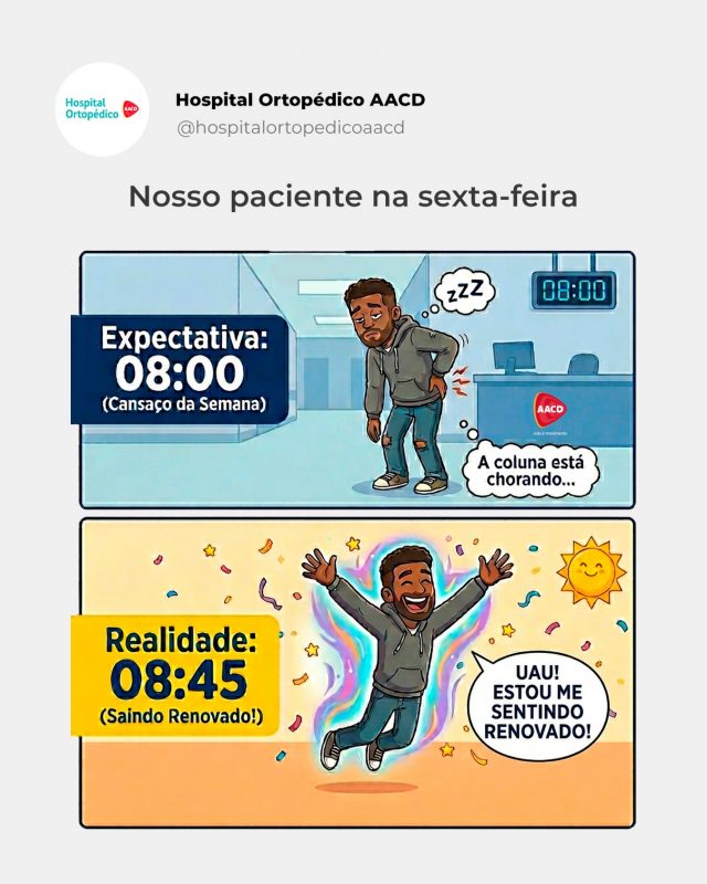 A semana foi longa e a coluna já estava pedindo socorro, né? 🥵

O alívio de sair da terapia se sentindo renovado é real e é o resultado do nosso compromisso diário com o cuidado especializado.

E você, vai sextar com a coluna em dia? Conta pra gente nos comentários!

✅ Atendemos particular e convênios.

📲 Consulta com hora marcada. Agende pelo WhatsApp (11) 5576-0777

📍 Avenida Professor Ascendino Reis, 724 – Ibirapuera, São Paulo – SP

*Imagem gerada por Inteligência Artificial

RT: Dra. Renata Menegazzi dos Santos (CRM/SP: 113163)