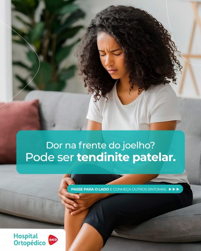 A tendinite patelar é uma inflamação do tendão que conecta a patela à tíbia. 

É muito comum em pessoas que praticam atividades que sobrecarregam a parte frontal do joelho, como esportes com saltos e desacelerações bruscas, aumento súbito de velocidade, treinos em superfícies duras e uso de calçados sem amortecimento.

Se você se identifica com algum desses sintomas, marque uma consulta com nossos especialistas! É rápido e fácil!

✅ Atendemos particular e convênios.

📲 Consulta com hora marcada. Agende pelo WhatsApp (11) 5576-0777

📍 Avenida Professor Ascendino Reis, 724 – Ibirapuera, São Paulo – SP

RT: Dra. Renata Menegazzi dos Santos (CRM/SP: 113163)