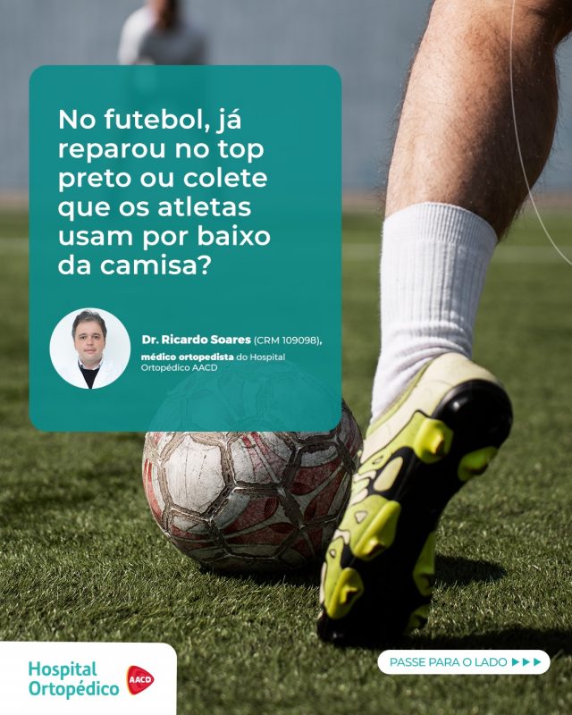 Em treinos ou partidas, é muito comum que atletas utilizem coletes com sensores. Você já reparou?​

O nosso médico ortopedista, Dr. Ricardo Soares, explicou em entrevista para o Metrópoles qual é a função desse top tecnológico no esporte.​

Arraste para o lado para entender como essa tecnologia funciona! ​

Quer cuidar do seu rendimento físico e da sua saúde ortopédica? Agende sua avaliação conosco!​

✅ Atendemos particular e convênios. ​

📲 Consulta com hora marcada. Agende pelo WhatsApp (11) 5576-0777 ​

📍 Avenida Professor Ascendino Reis, 724 – Ibirapuera, São Paulo – SP ​

RT: Dra. Renata Menegazzi dos Santos (CRM/SP: 113163)