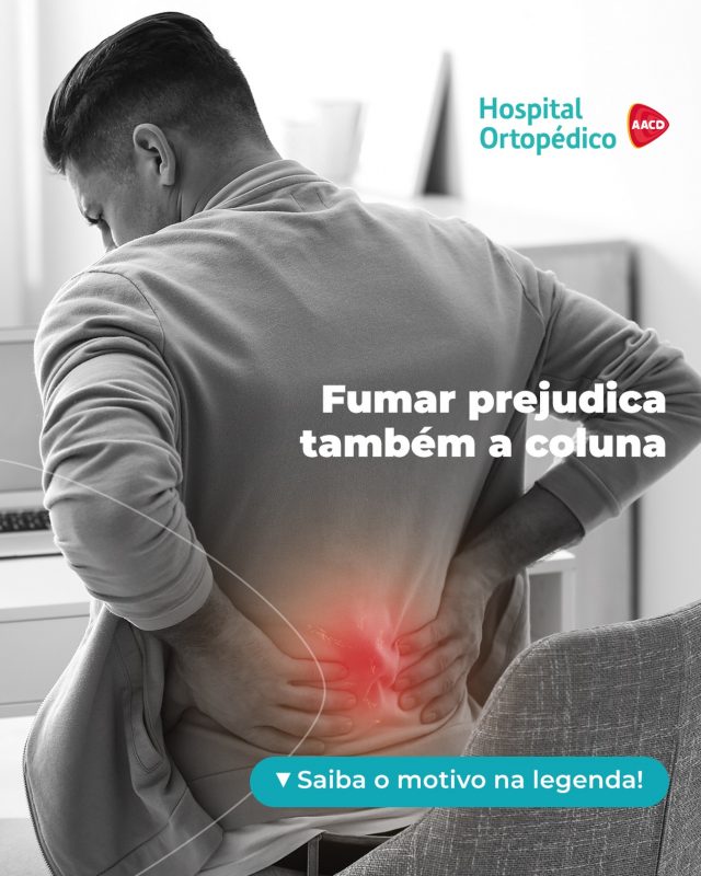 🚬 ⚠️ Sim, fumar prejudica (e muito!) a saúde da coluna.​

🔍 Isso acontece porque as substâncias do cigarro reduzem a circulação sanguínea e a oxigenação dos discos intervetebrais, aumentando o risco de complicações como:​
❗Aceleração do desgaste precoce das articulações da coluna​

❗Maior chance de desenvolver hérnia de disco​

❗Dores crônicas na região lombar e cervical​

❗Dificuldade de cicatrização e a consolidação óssea após cirurgias​

🏥 Se você convive com dores nas costas ou precisa de uma avaliação especializada, o Hospital Ortopédico AACD oferece infraestrutura completa e uma equipe médica altamente qualificada para o seu tratamento.​

✅  Atendemos particular e convênios. ​
 ​
📲 Consulta com hora marcada. Agende pelo WhatsApp (11) 5576-0777 ​
​
📍 Avenida Professor Ascendino Reis, 724 – Ibirapuera, São Paulo – SP ​

RT: Dra. Renata Menegazzi dos Santos (CRM/SP: 113163) ​