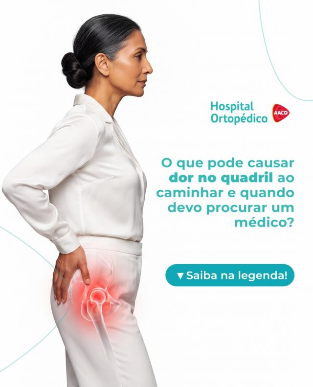 ↪️ Sentir desconforto no quadril enquanto caminha pode ter pode estar relacionada a diferentes condições, como artrose, tendinopatias, bursite, lesões do labrum e sobrecarga muscular. ​

⚠️ Vale lembrar que alterações na coluna também podem causar dor percebida na região do quadril.​

🤔 E então, quando procurar um médico?​

❗️Se a dor persiste, piora ou começa a limitar atividades do dia a dia, é hora de buscar ajuda profissional. O atendimento também é indicado após quedas ou traumas, principalmente quando há dificuldade para apoiar o peso sobre a perna.​

🏥 Tudo começa com uma boa consulta médica. Nossos especialistas estão prontos para avaliar o seu caso e indicar o tratamento mais efetivo.​

✅ Atendemos particular e convênios. ​
 ​
📲 Consulta com hora marcada. Agende pelo WhatsApp (11) 5576-0777 ​
 ​
📍 Avenida Professor Ascendino Reis, 724 – Ibirapuera, São Paulo – SP ​
 ​
RT: Dra. Renata Menegazzi dos Santos (CRM/SP: 113163) ​